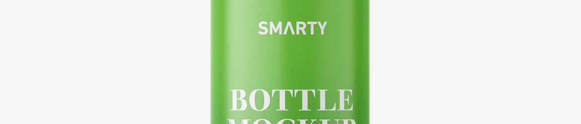 Glossy bottle with pump dispenser mockup
