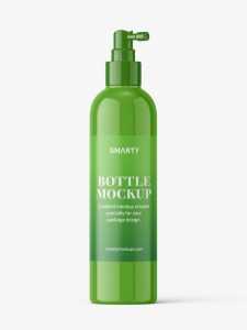 Glossy bottle with pump dispenser mockup