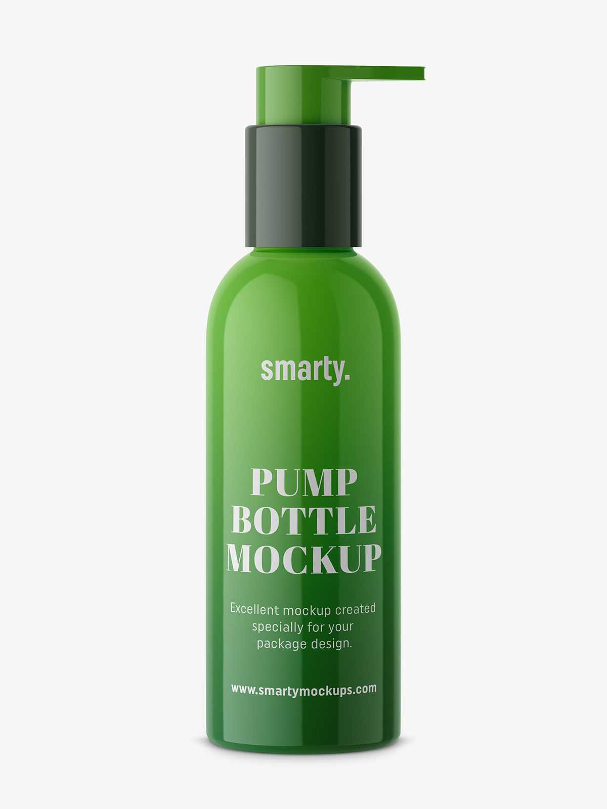 Glossy bottle with pump mockup