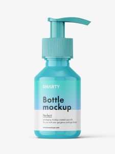 Glossy bottle with pump mockup / 100 ml