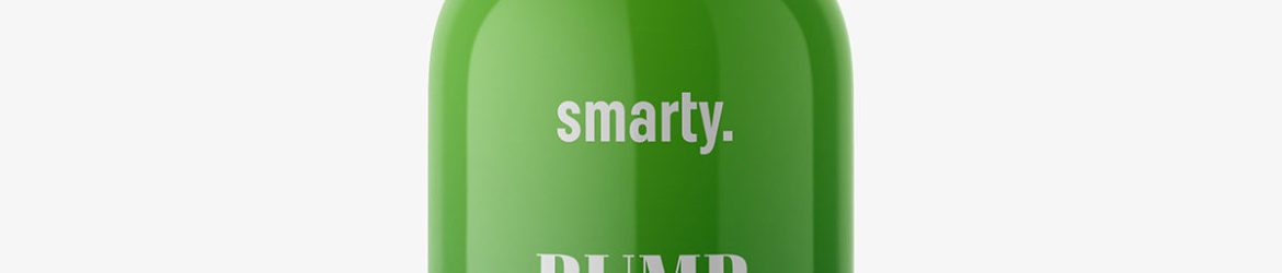 Glossy bottle with pump mockup