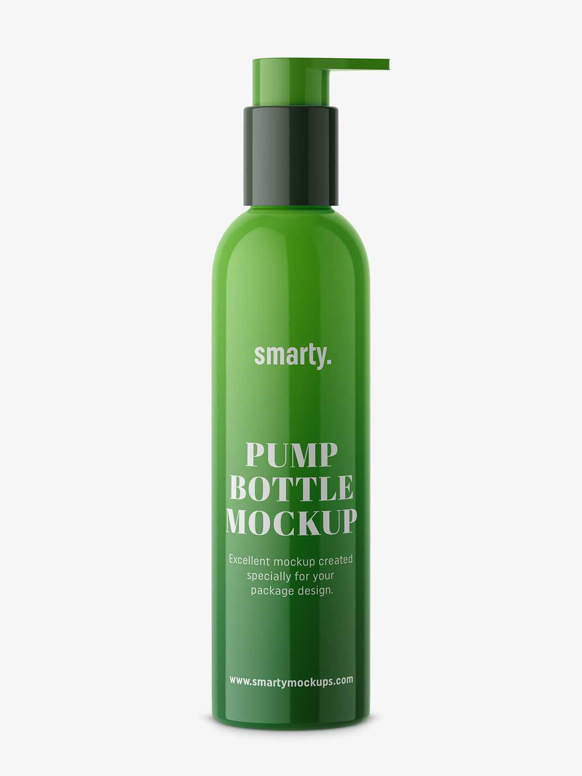 Glossy bottle with pump mockup
