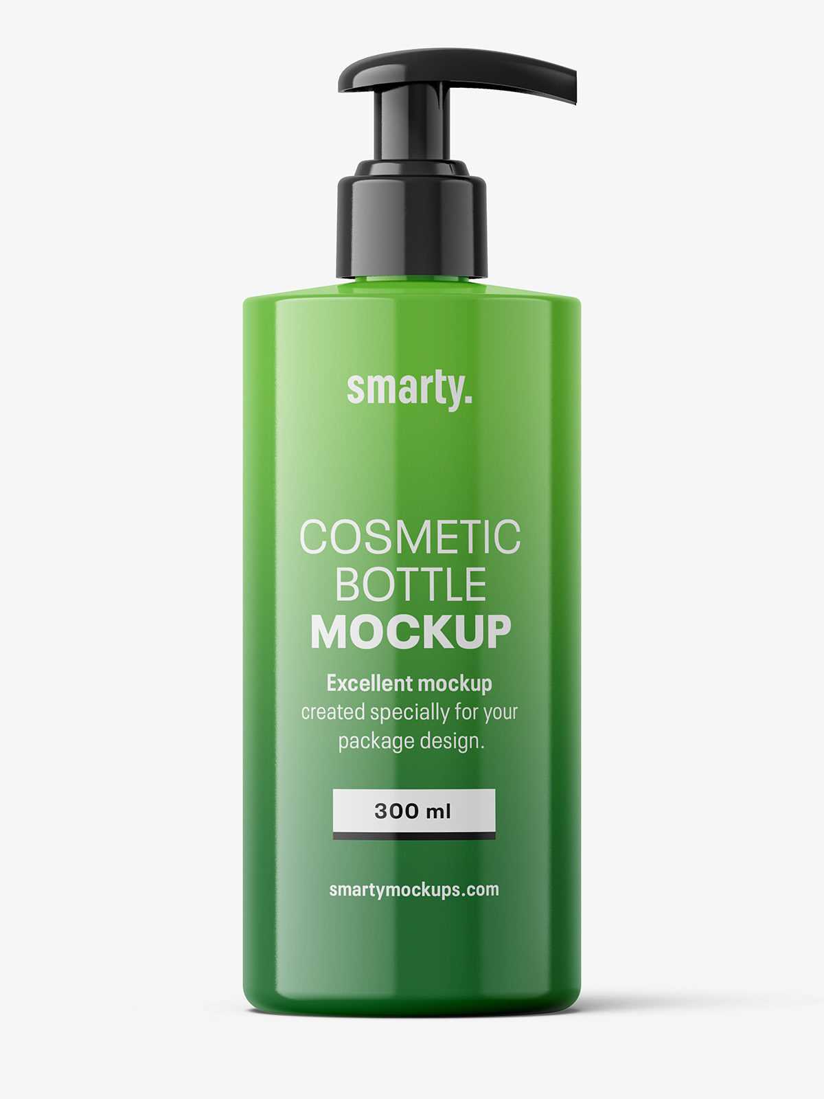 Glossy bottle with pump mockup / 300 ml