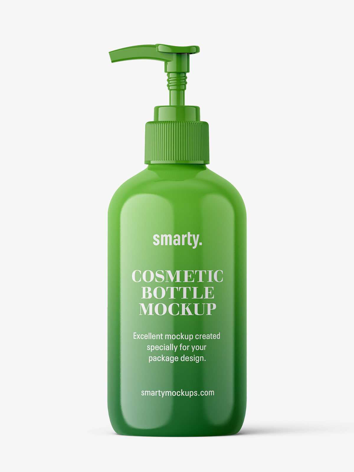 Glossy bottle with pump mockup