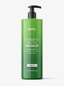 Glossy bottle with pump mockup / 500 ml