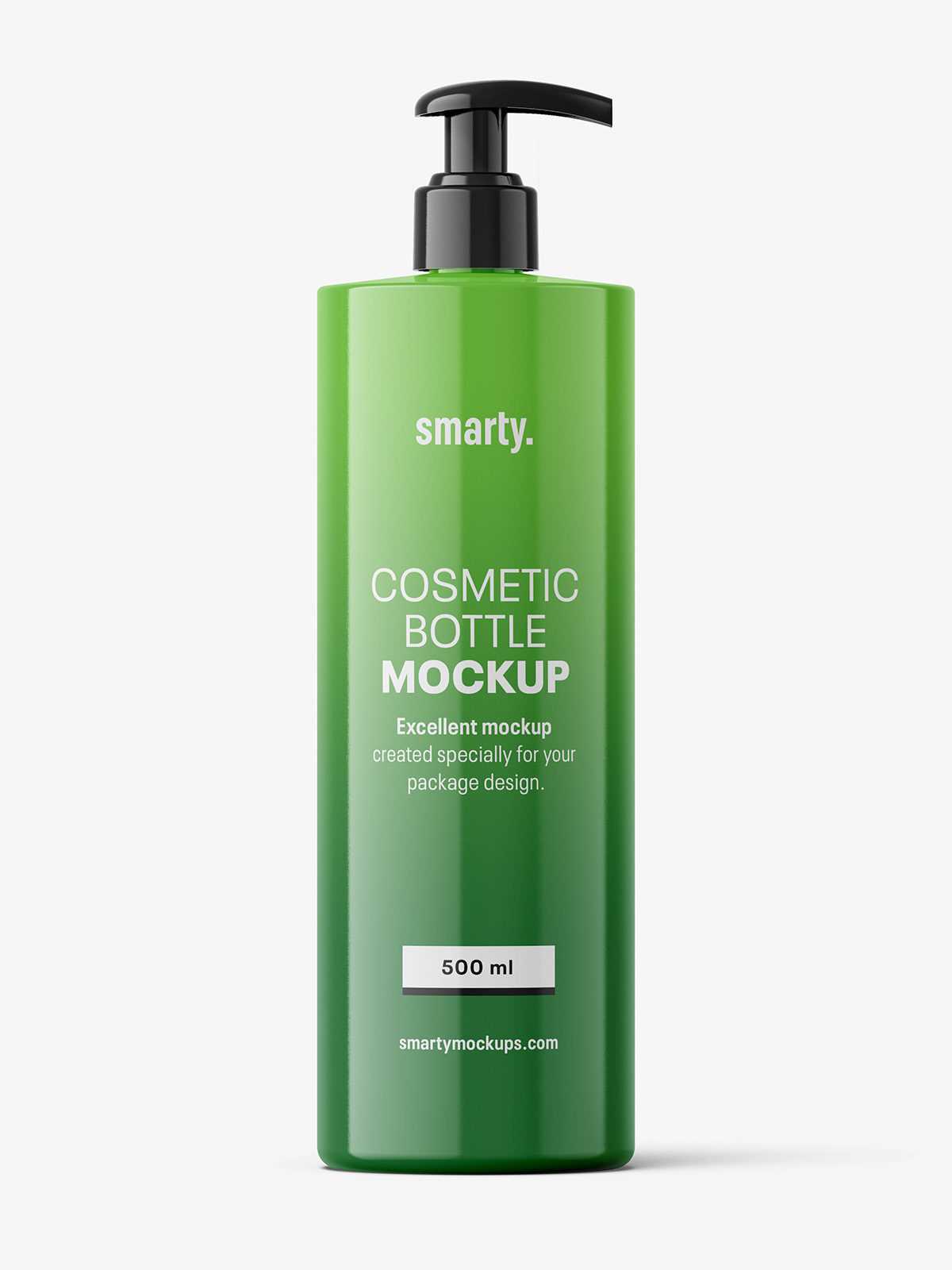 Glossy bottle with pump mockup / 500 ml