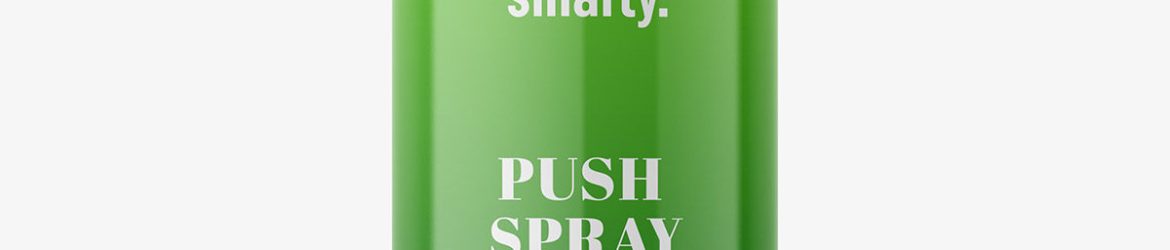 Glossy bottle with push spray mockup