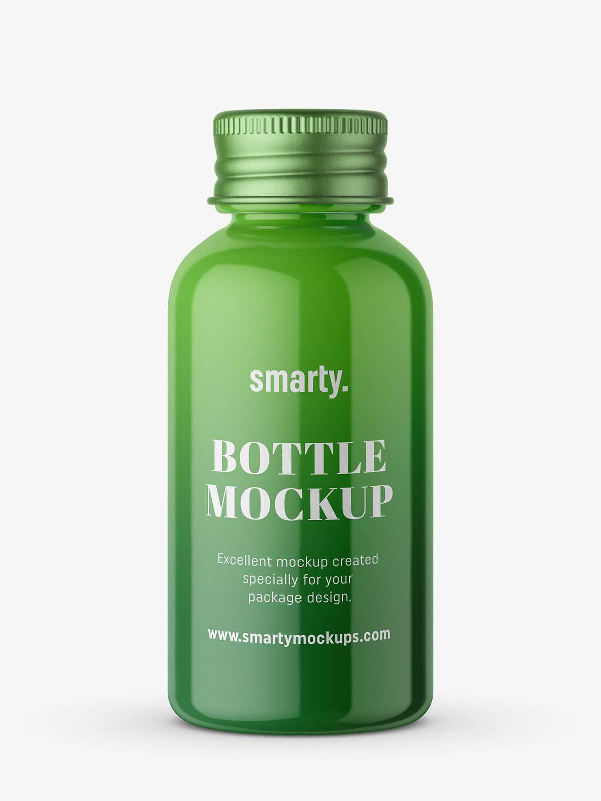 Glossy bottle with silver cap mockup