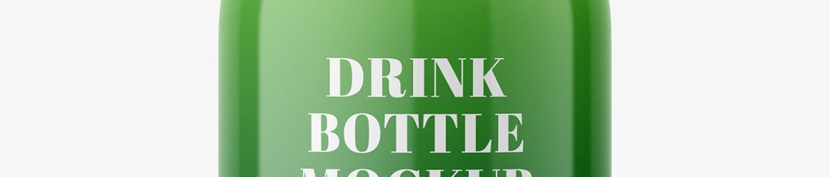 Glossy bottle with silver cap mockup