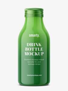 Glossy bottle with silver cap mockup