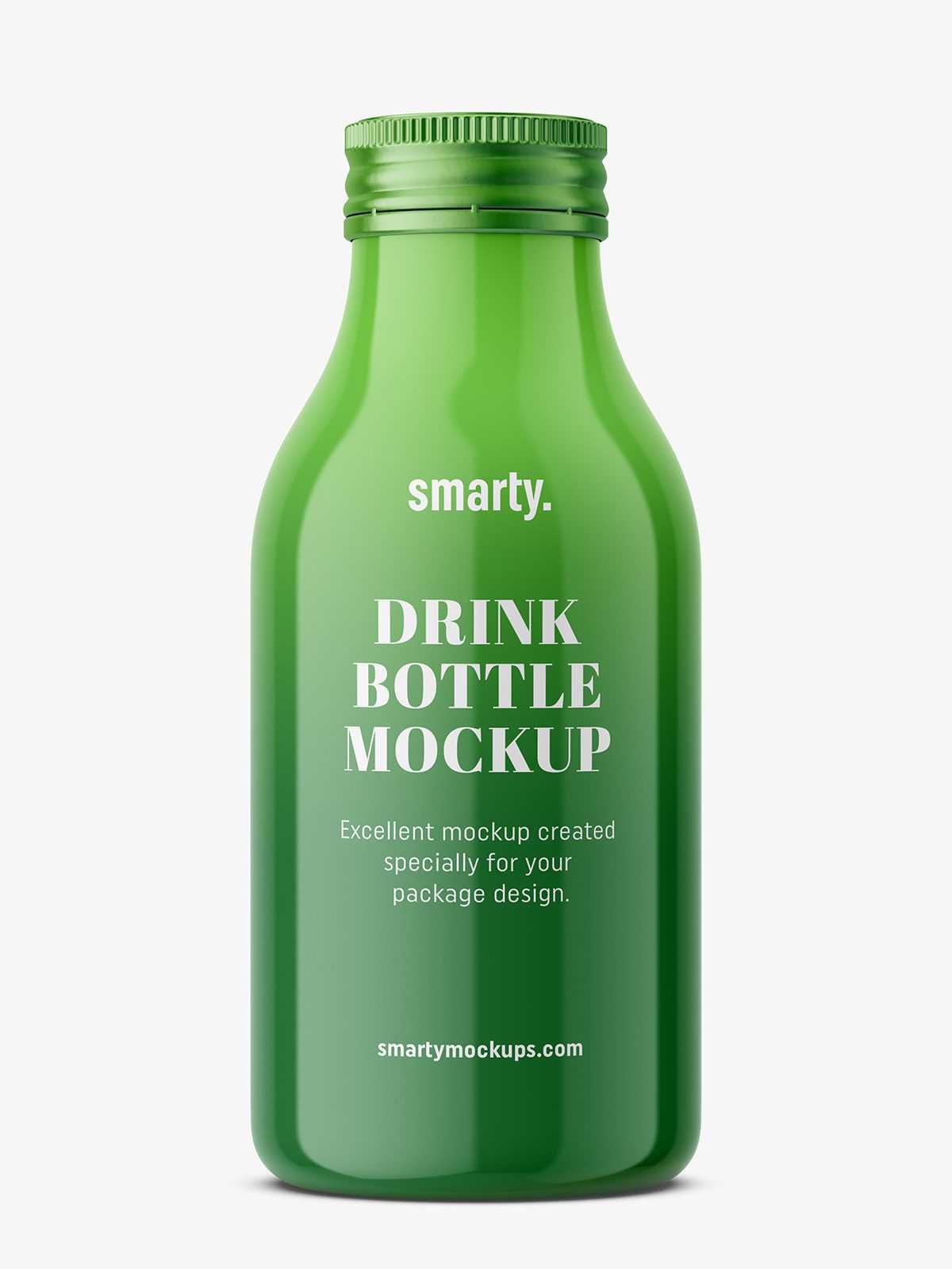 Glossy bottle with silver cap mockup