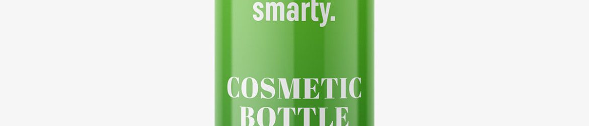 Glossy bottle with silver press cap mockup