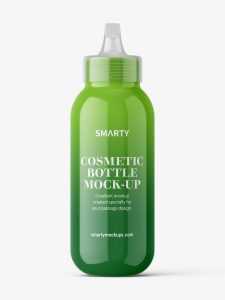 Glossy bottle with spout cap mockup