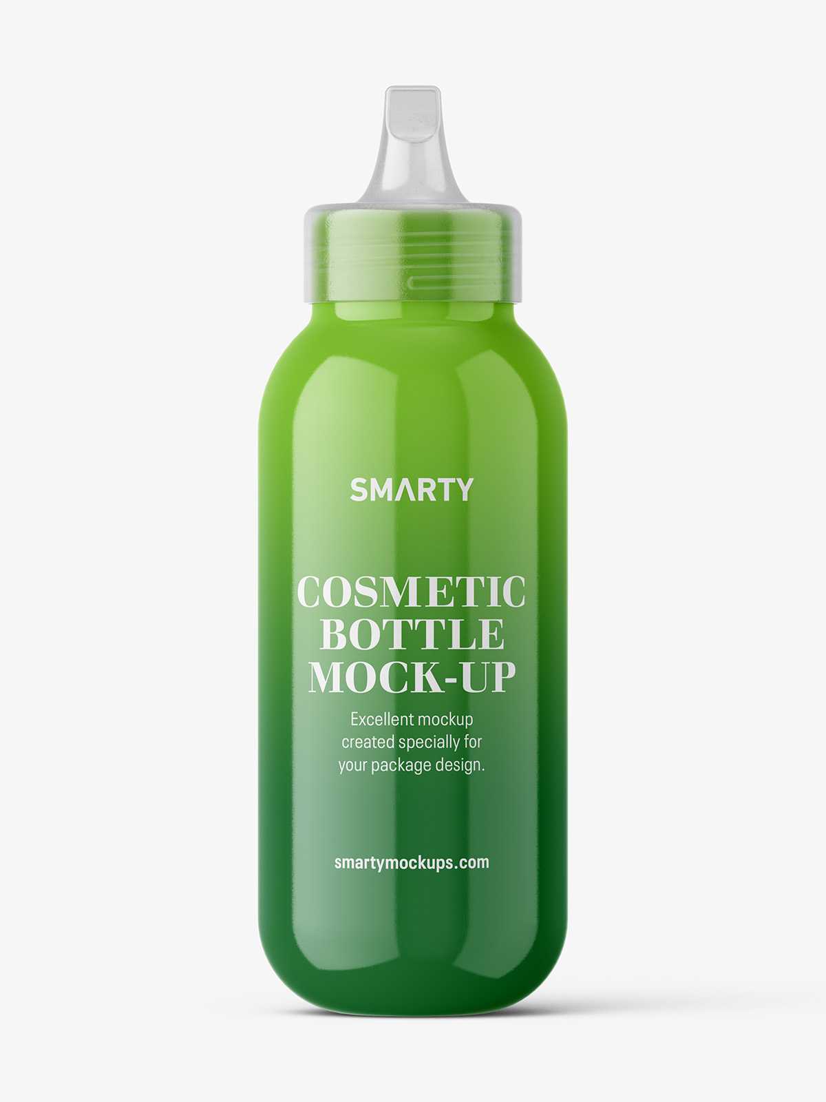 Glossy bottle with spout cap mockup