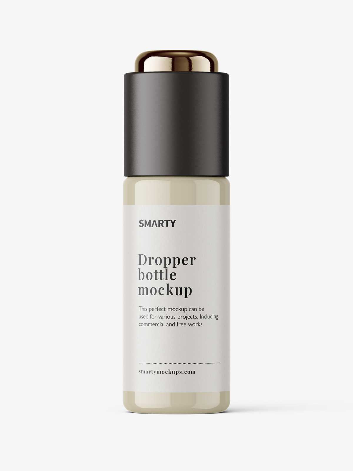 Glossy button dropper bottle mockup