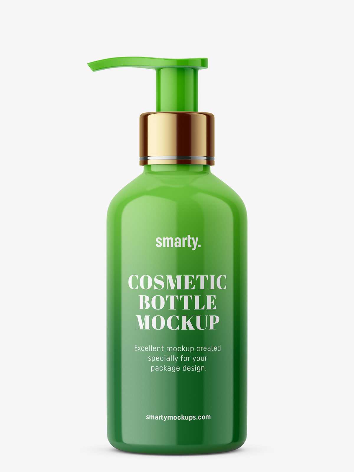 Glossy cosmetic bottle with pump