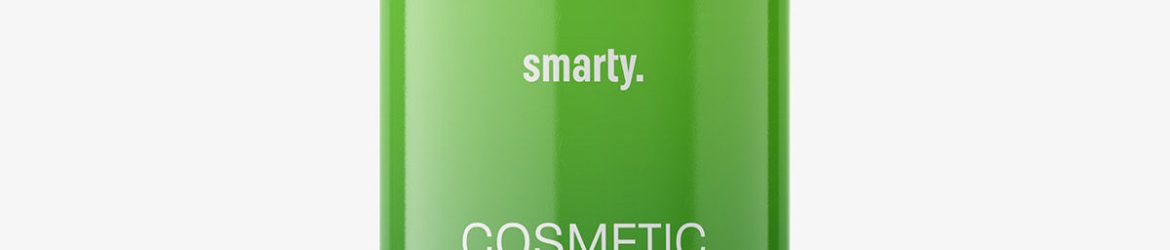 Glossy cosmetic bottle with pump mockup