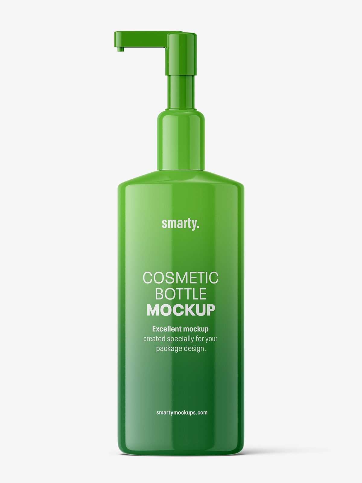 Glossy cosmetic bottle with pump mockup
