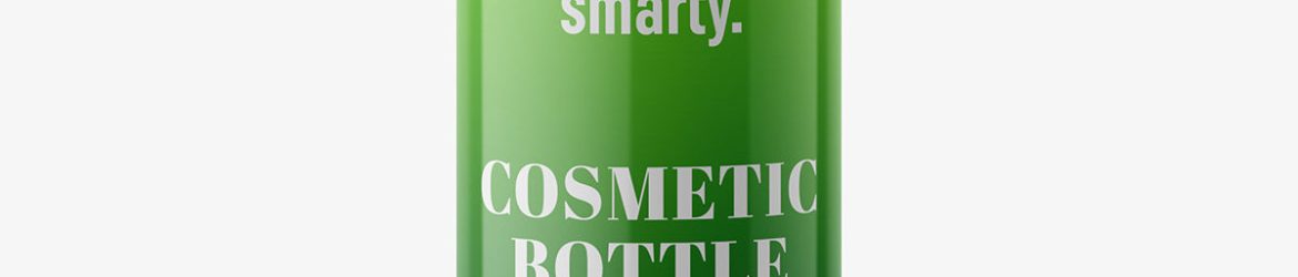 Glossy cosmetic bottle with pump mockup