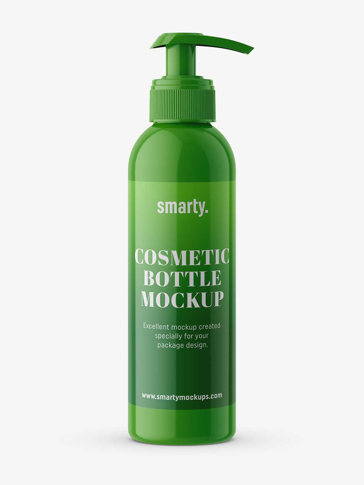 Glossy cosmetic bottle with pump mockup