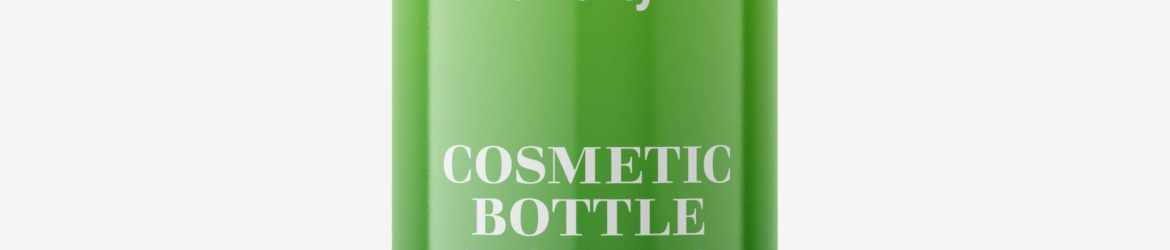 Glossy cosmetic bottle with wooden cap
