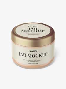 Glossy cream jar mockup / top view