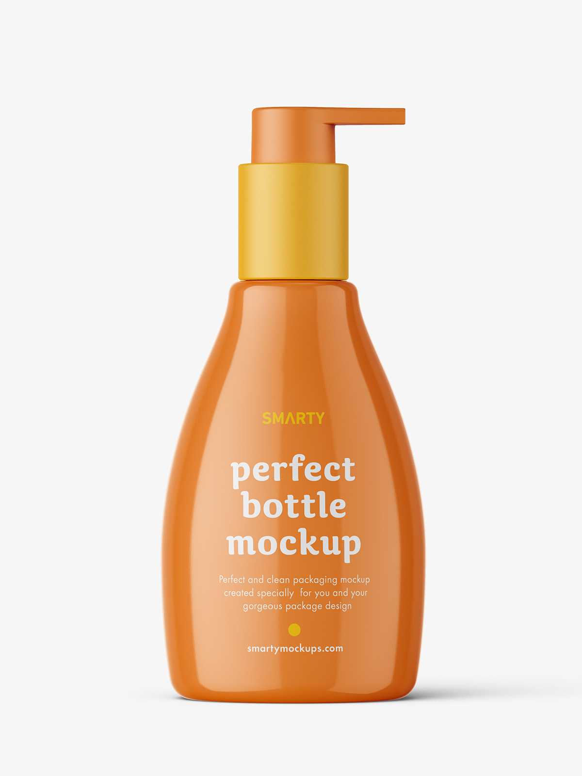 Glossy curved bottle with pump mockup
