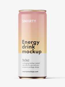 Glossy energy drink mockup