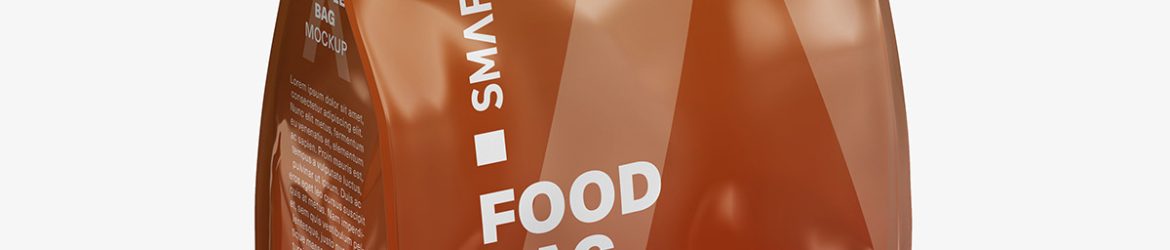 Glossy food bag mockup