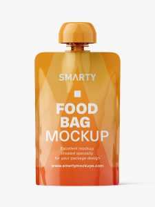 Glossy food pouch mockup