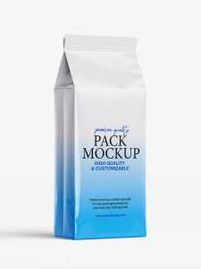 Glossy gusseted food bag mockup