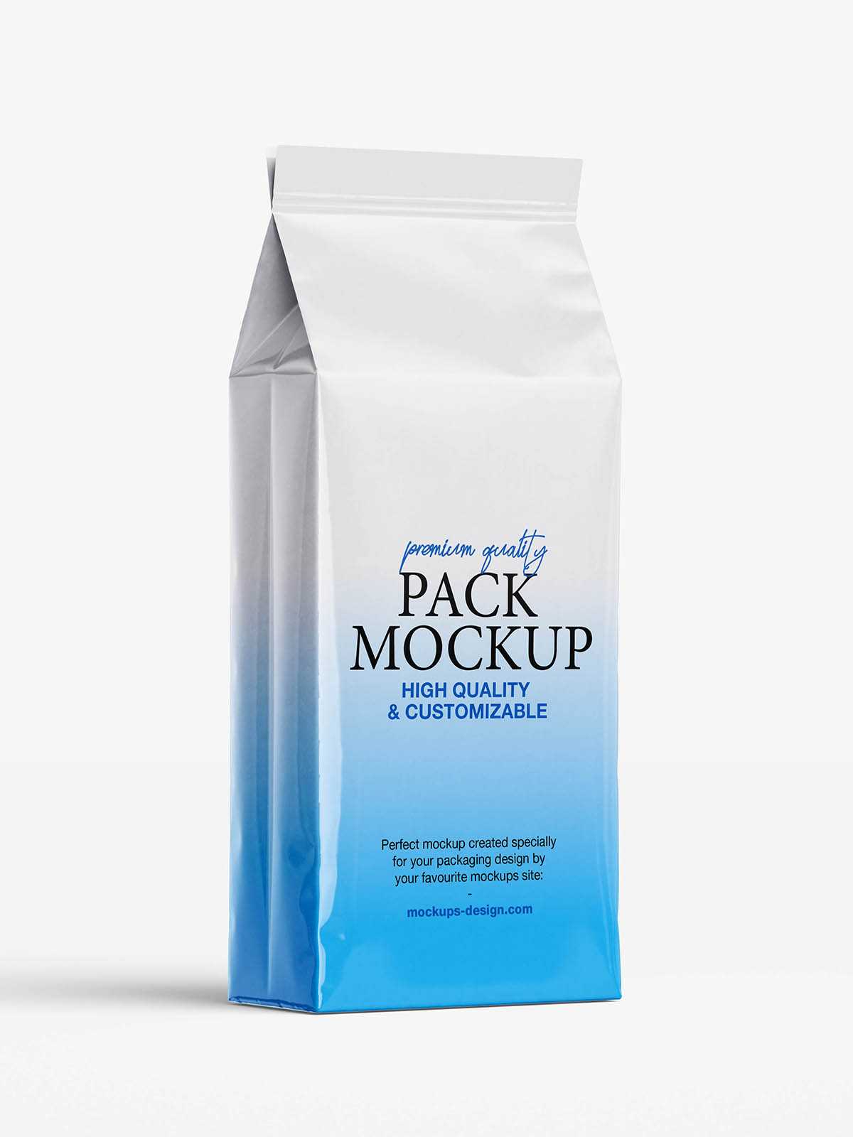 Glossy gusseted food bag mockup