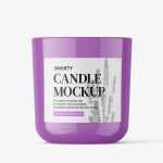 Glossy jar with candle mockup