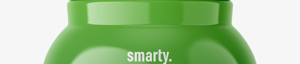 Glossy jar with narrowing neck mockup