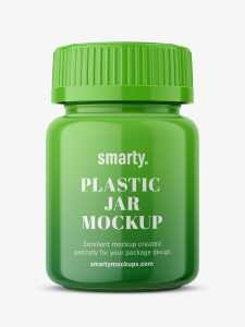 Glossy medical jar mockup
