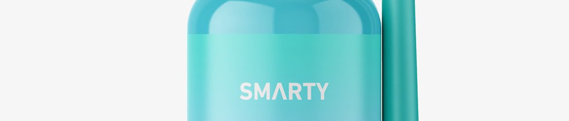 Glossy medicine spray bottle mockup