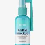 Glossy medicine spray bottle mockup