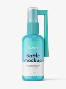 Glossy medicine spray bottle mockup