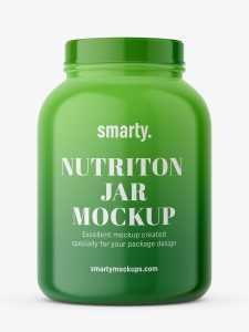 Glossy nutrition jar mockup