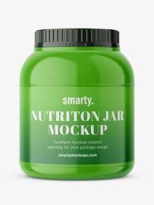 Glossy nutrition jar mockup