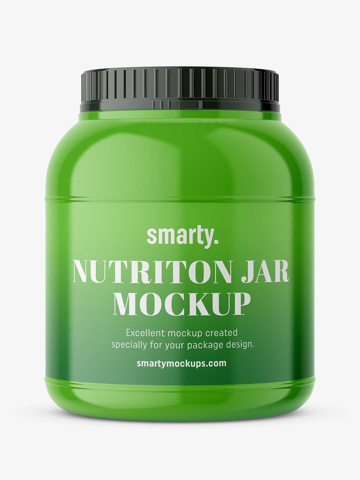 Glossy nutrition jar mockup