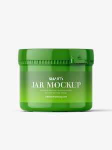 Glossy pharmaceutical jar mockup