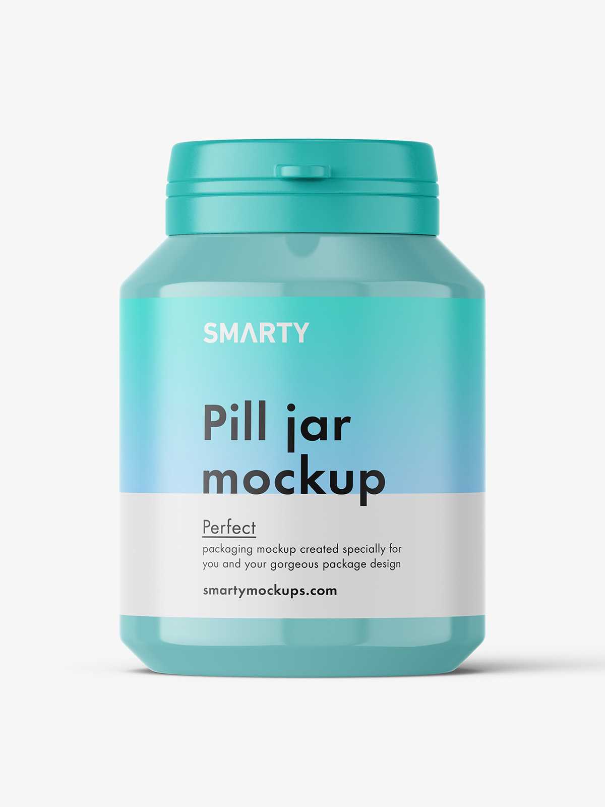 Glossy pill jar mockup
