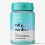 Glossy pill jar mockup