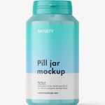 Glossy pill jar mockup