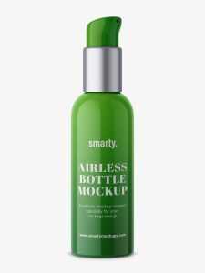 Glossy plastic airless bottle mockup