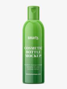 Glossy plastic bottle mockup