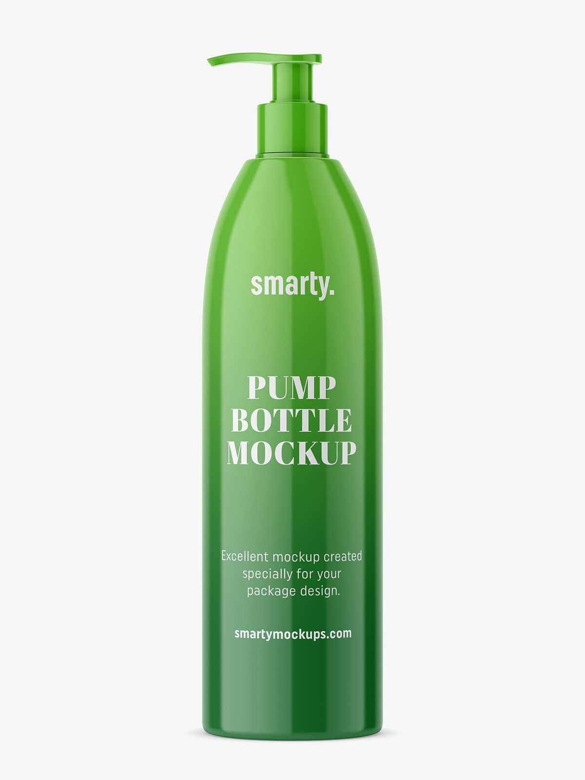 Glossy plastic bottle with pump mockup