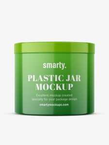 Glossy plastic jar mockup