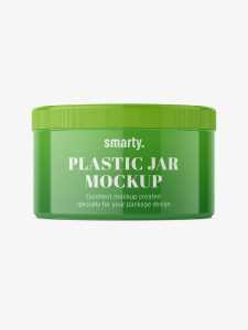Glossy plastic jar mockup / 300 ml